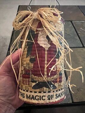 Vintage Hand crafted The Magic of Santa Decorative Tin Container- EUC